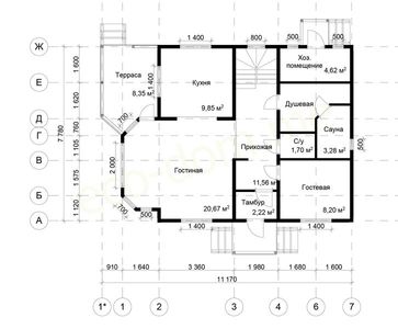 Проект элитного дома из бруса 8х11 № ДБ-123
